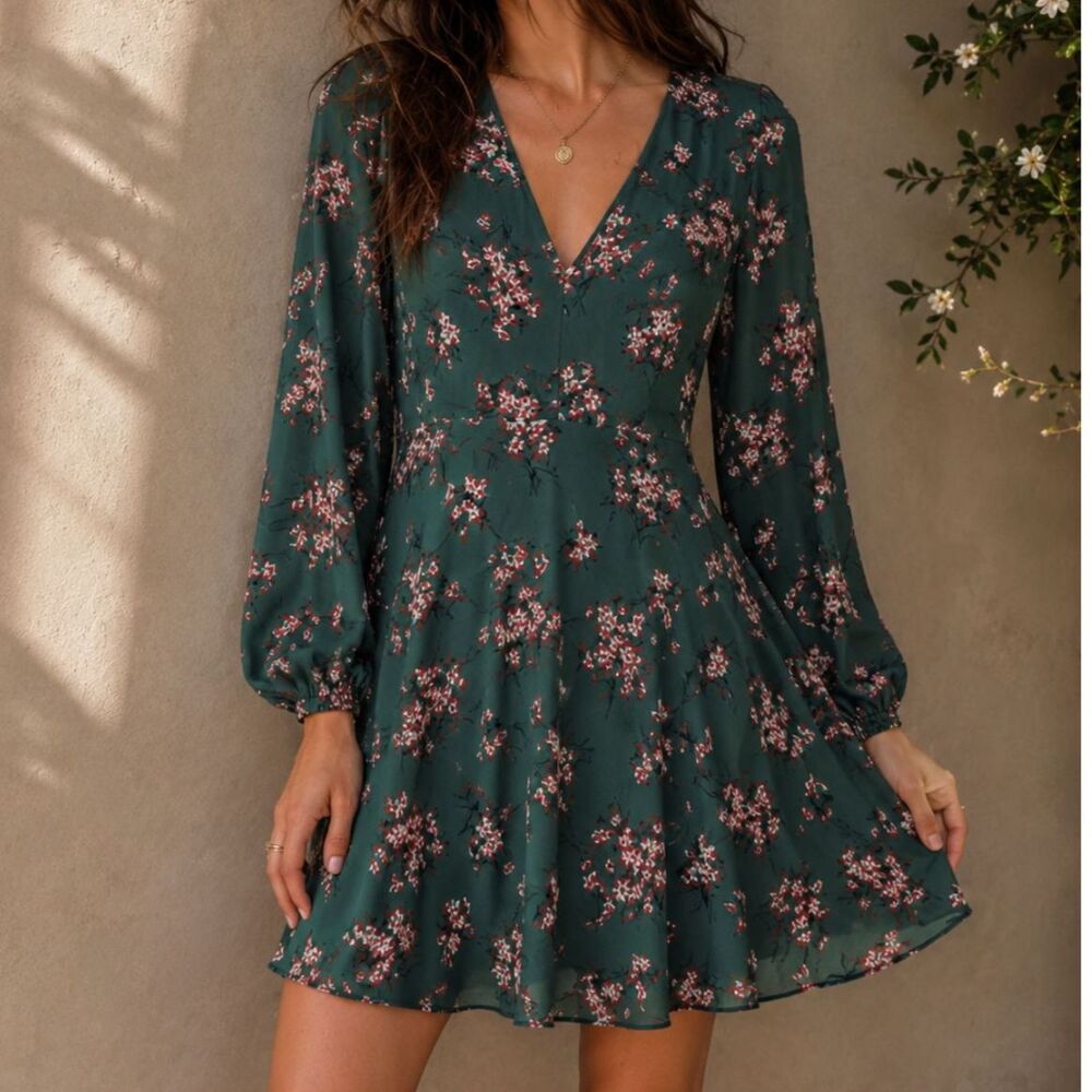 Madewell Marguerite Butterfly Garden Floral Mini Dress Green 00 Romantic Coastal